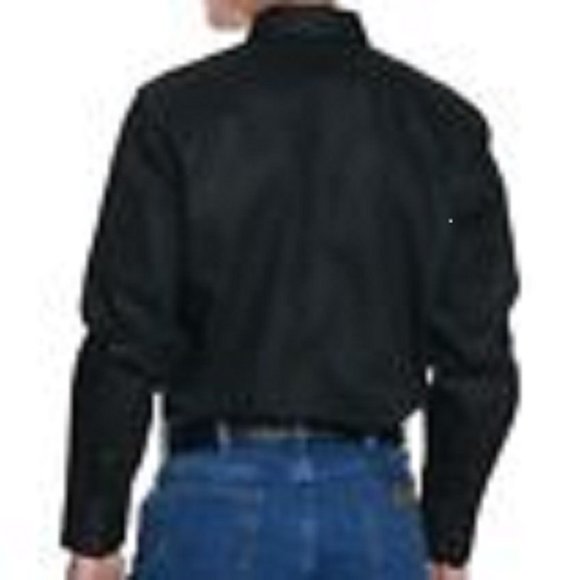 NEW NWOT WRANGLER Black Men's WESTERN BROADCLOTH PEARL SNAP SHIRT Long Sleeve L! - Picture 2 of 7